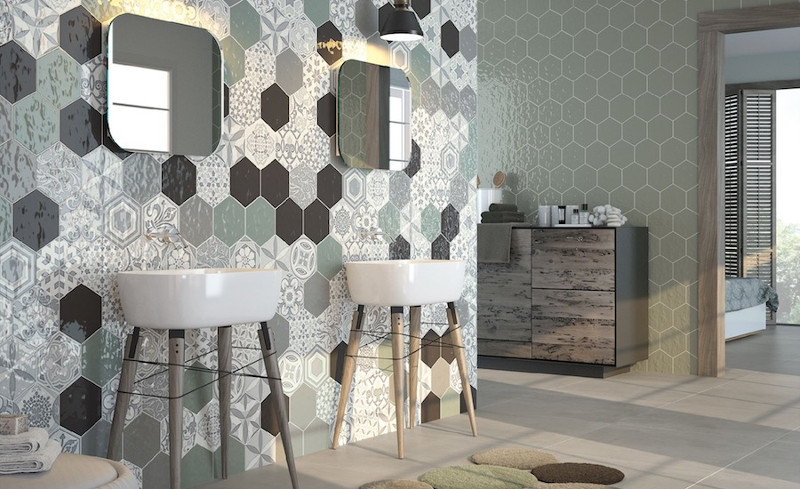 hexagon bathroom tile ideas