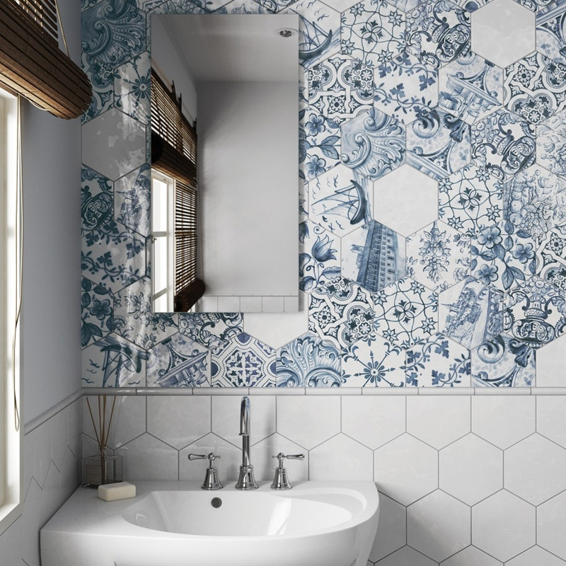 hexagon bathroom tile ideas