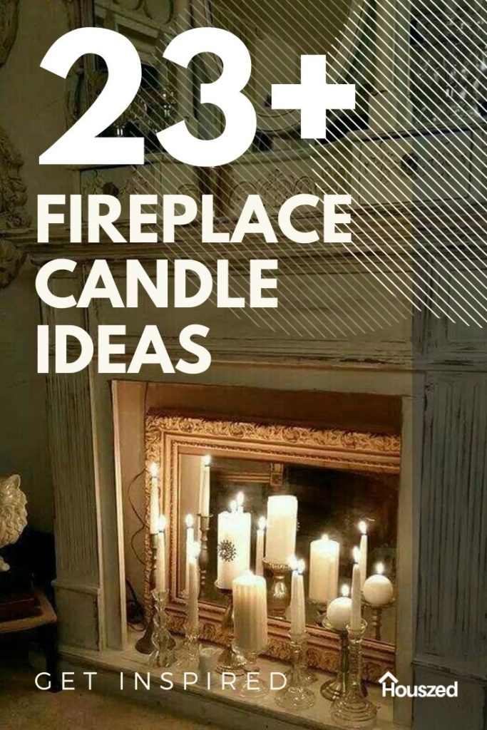 candles in fireplace