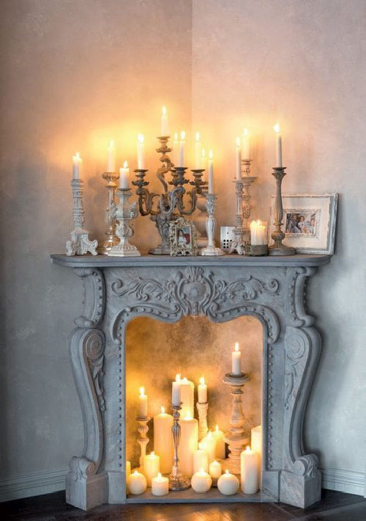 decorating mantel with candles