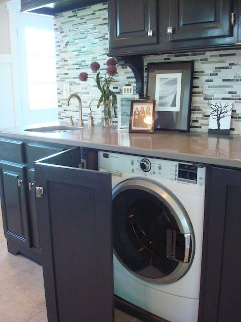 how to hide washer and dryer in kitchen