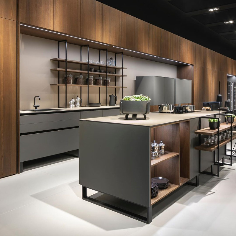 kitchen with open shelves