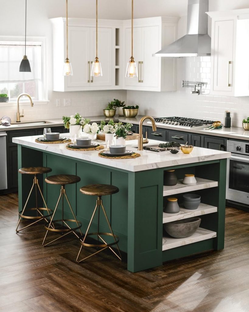 kitchen cabinet color ideas two tone green