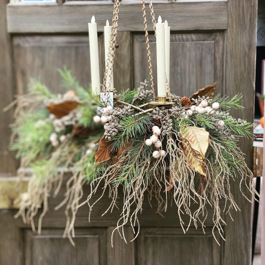 branch wreath chandelier