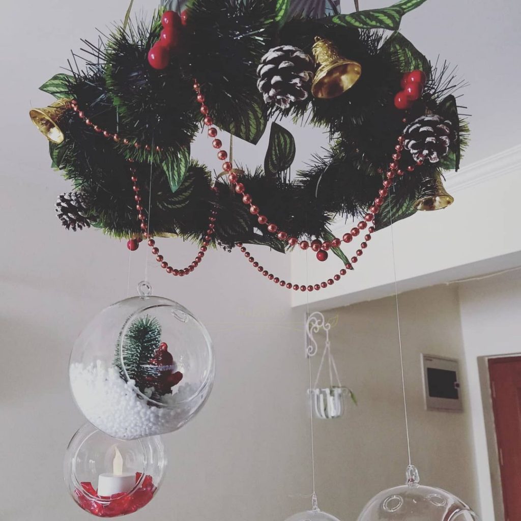 greenery wreath chandelier