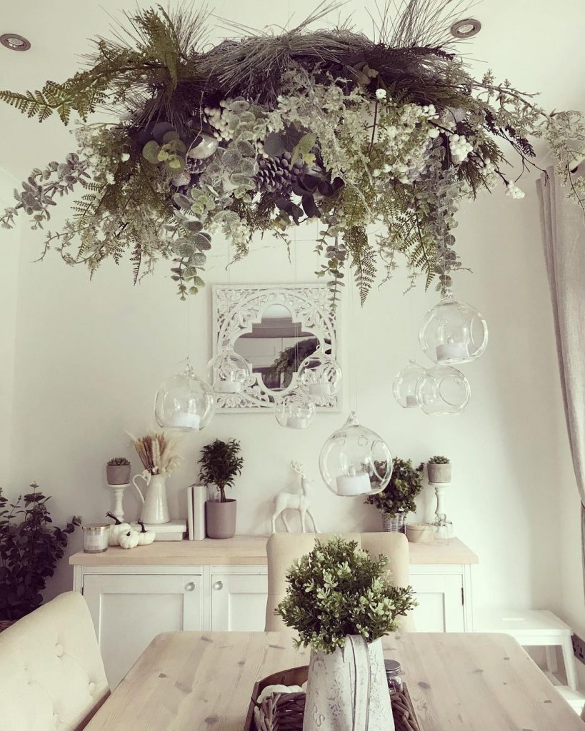 wreath chandelier with lights