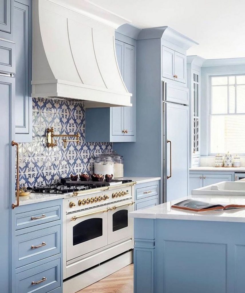 baby blue kitchen backsplash