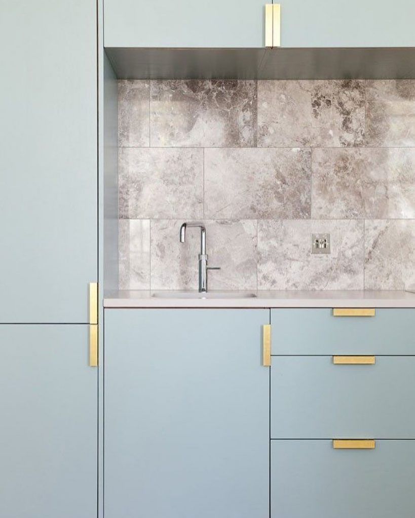 baby blue kitchen cabinetry