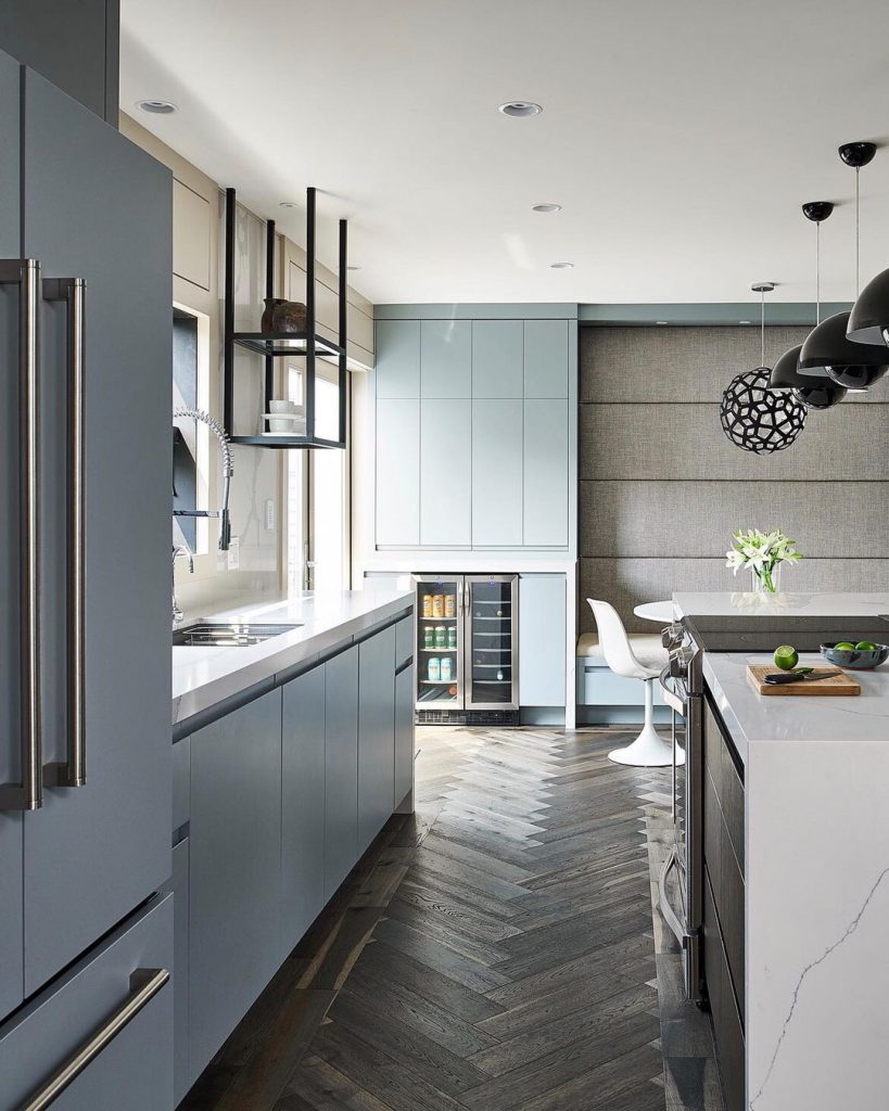 baby blue kitchen cupboards dark