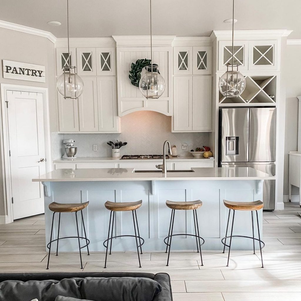 baby blue kitchen island