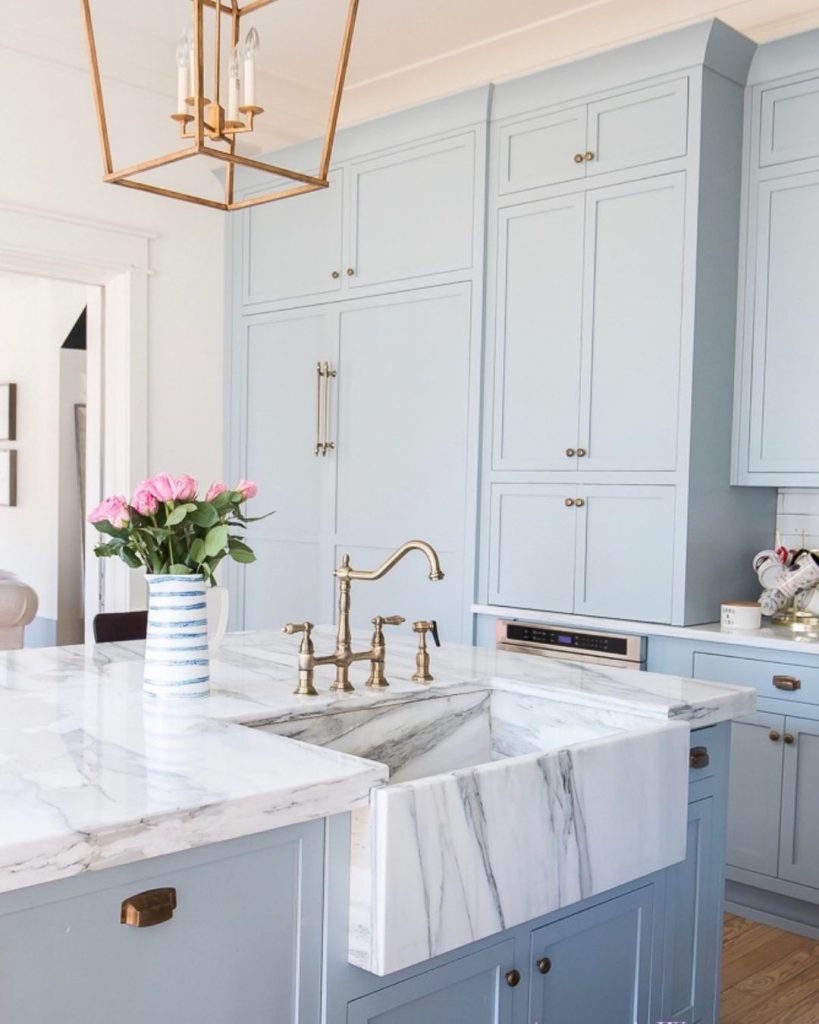 baby blue modern kitchen