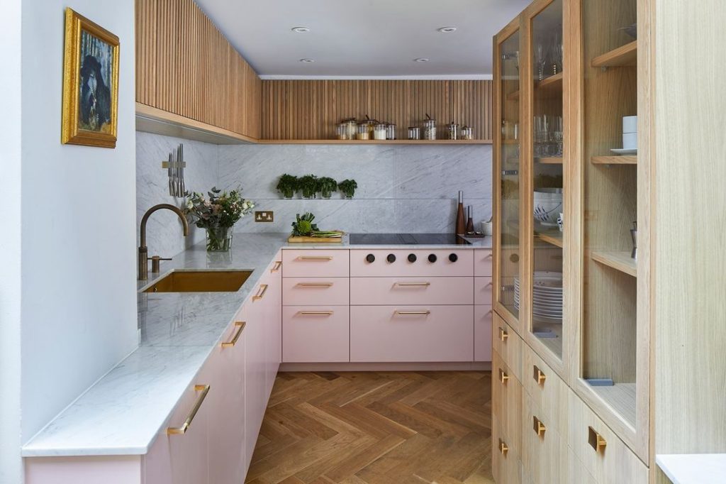 interior design kitchen pink