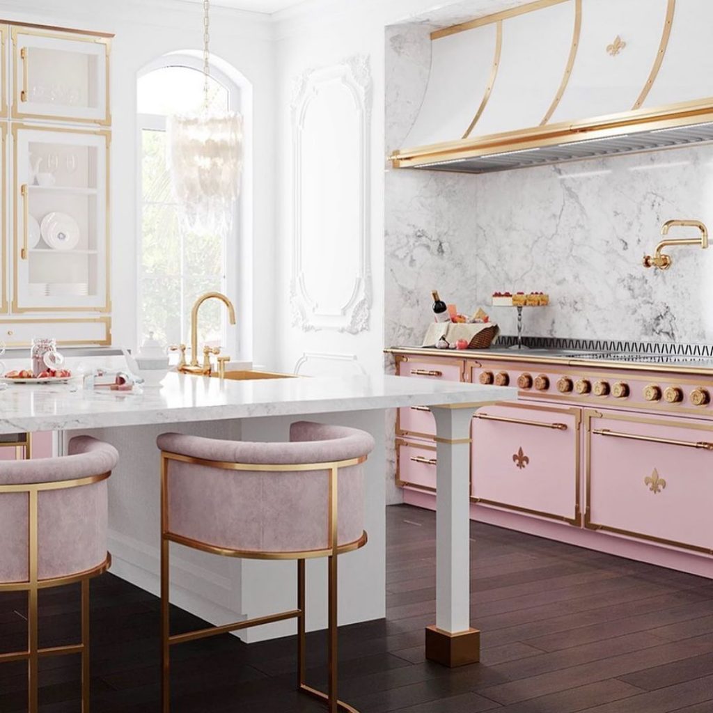 kitchen pink and white