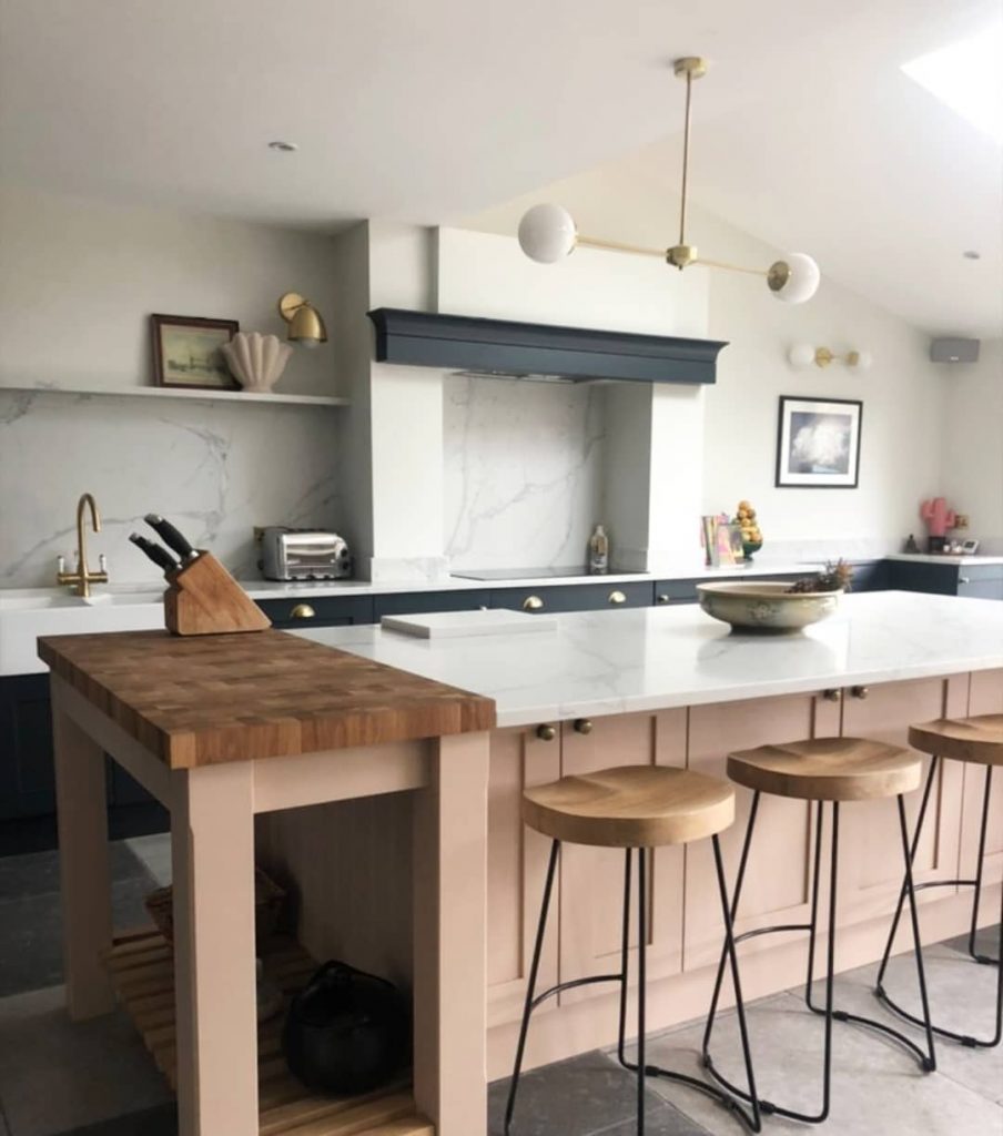 kitchen pink colour combination