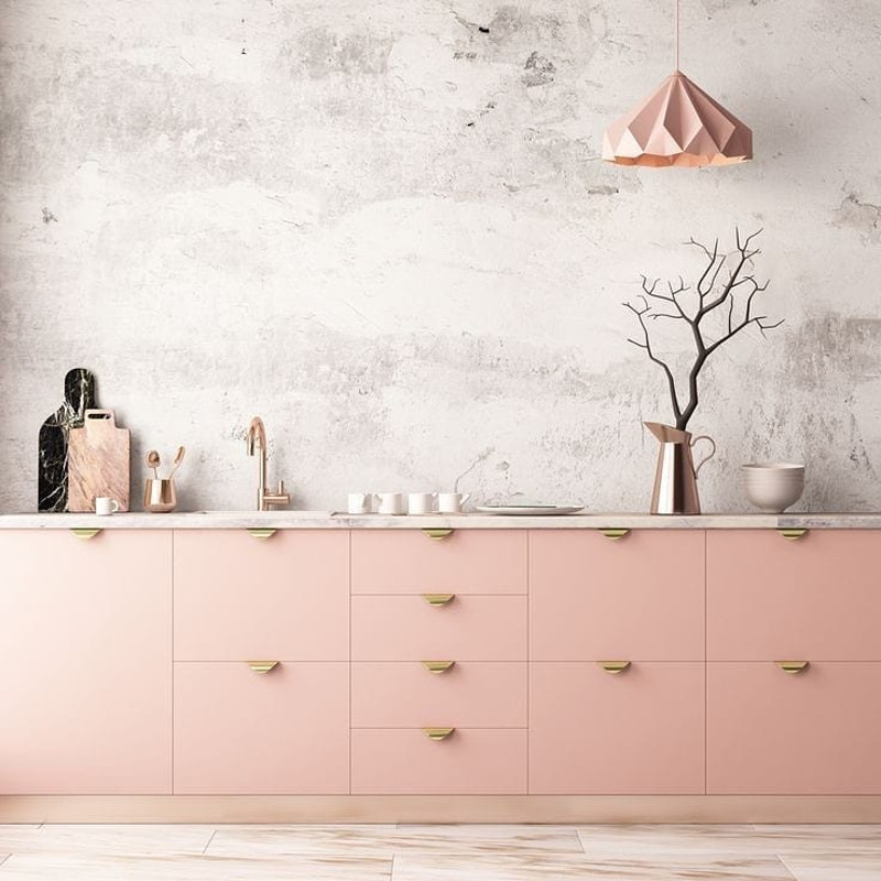 light pink kitchen cabinets modern