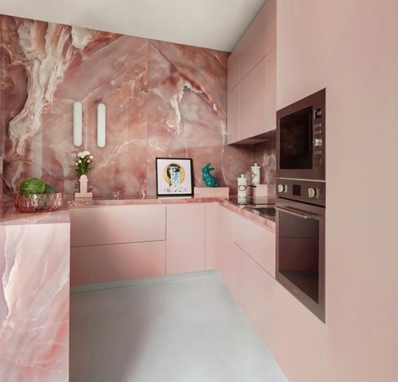 modern pink kitchen