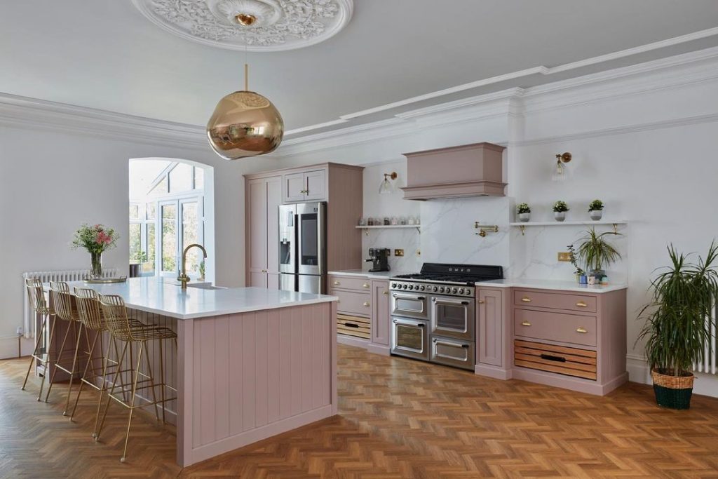 pink color kitchen