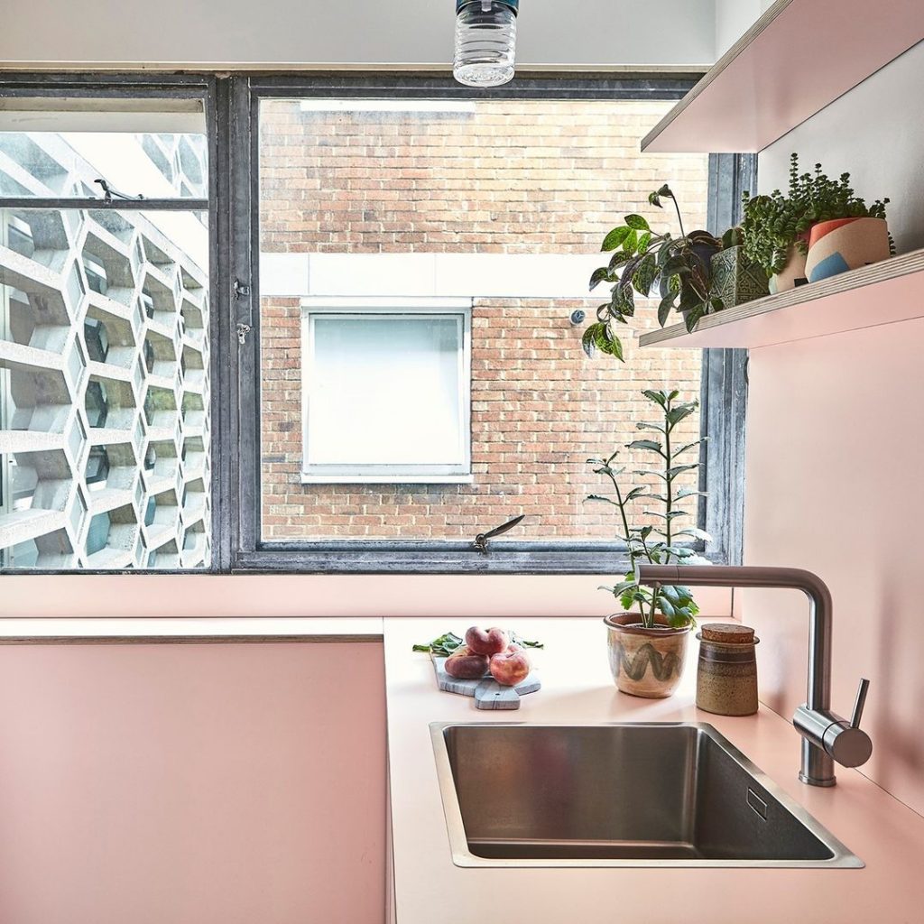 pink kitchen cabinet