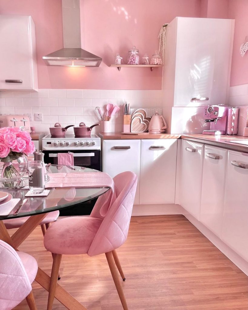 pink kitchen ideas vintage
