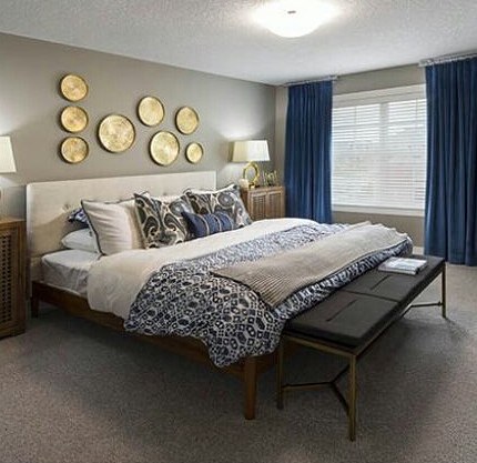 bedroom decor ideas navy blue and gold