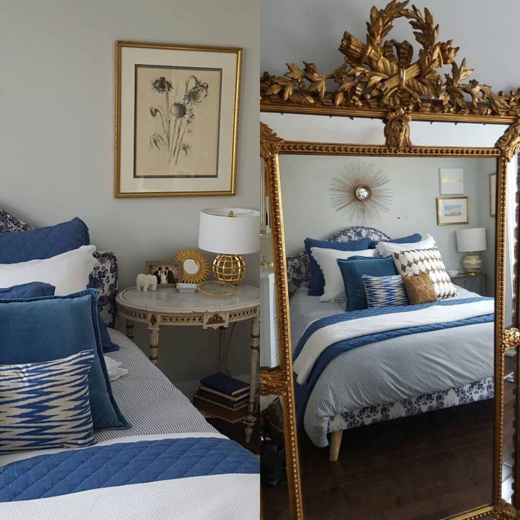 bedroom ideas blue and gold