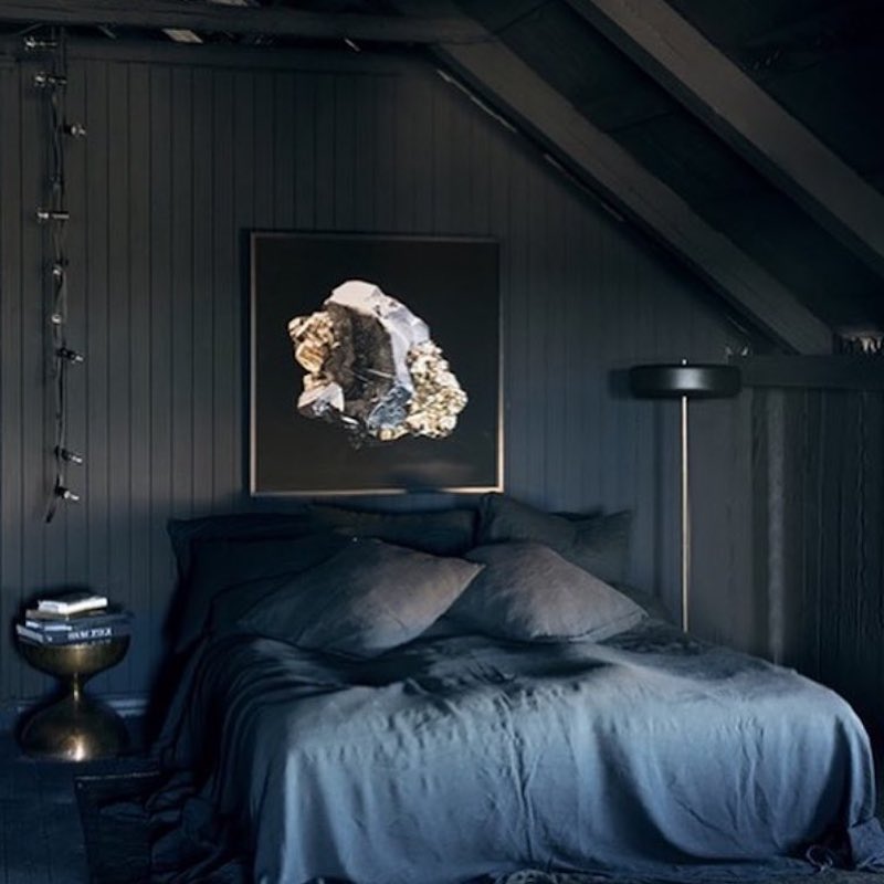 black ceiling in bedroom