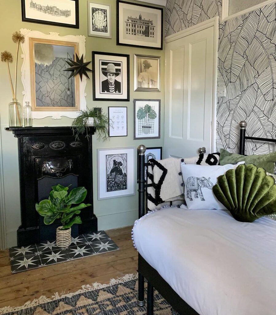 black white and green bedroom ideas
