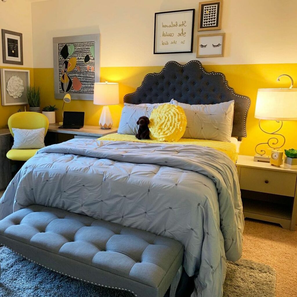 blue grey and yellow bedroom ideas