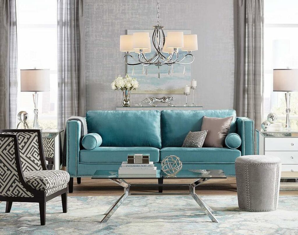 blue velvet sofa living room ideas
