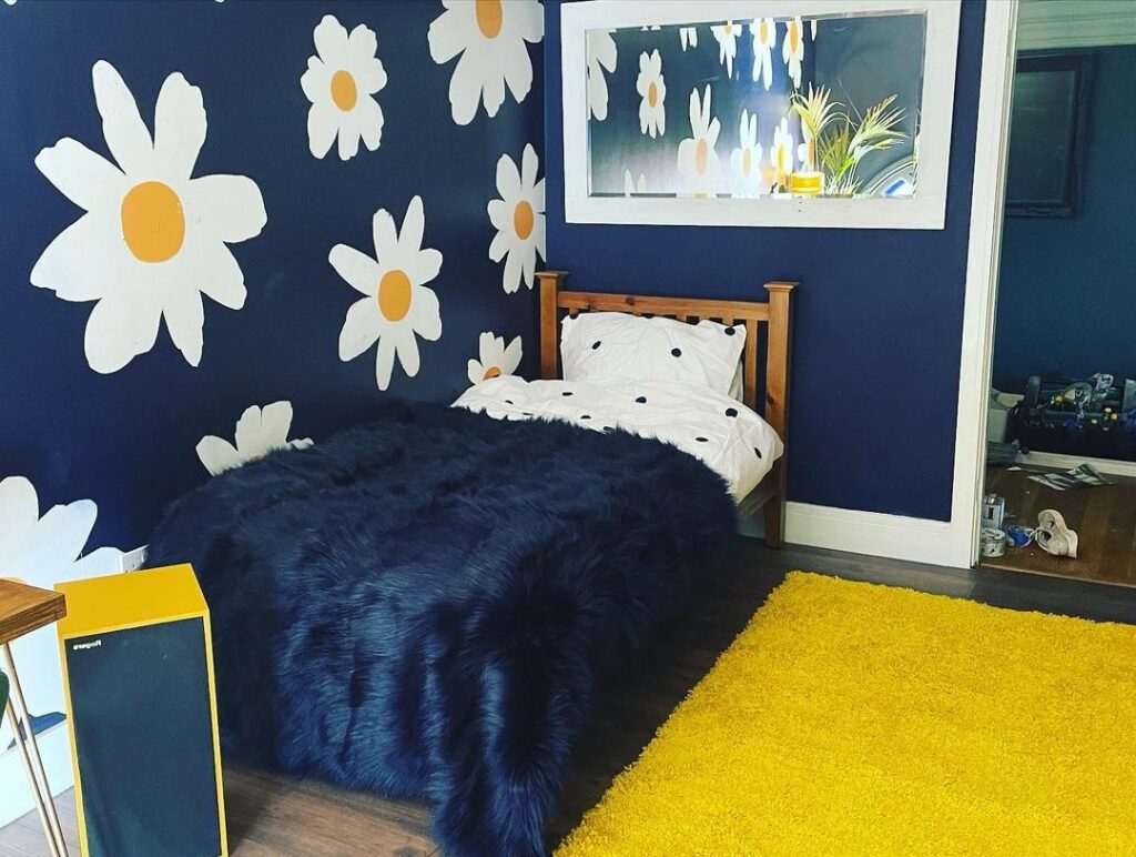 blue yellow and white bedroom ideas
