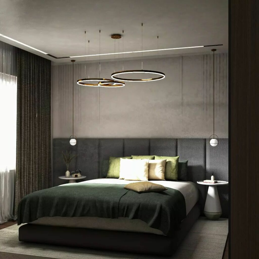 decorating ideas with green and black in a bedroom