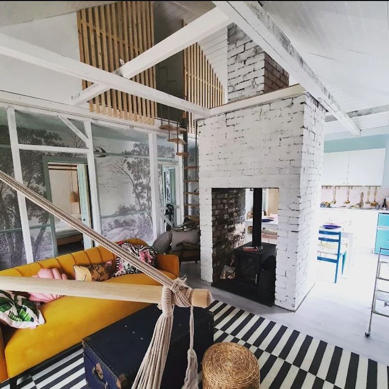 decoration living room with yellow sofa