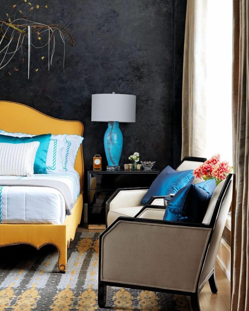 gray yellow and blue bedroom ideas