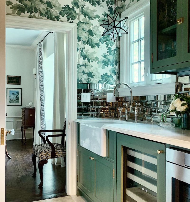 kitchen ideas white and green and gray