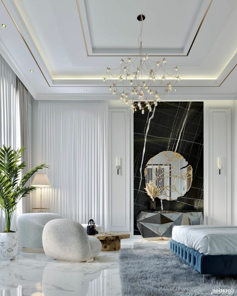 light blue white and gold bedroom ideas