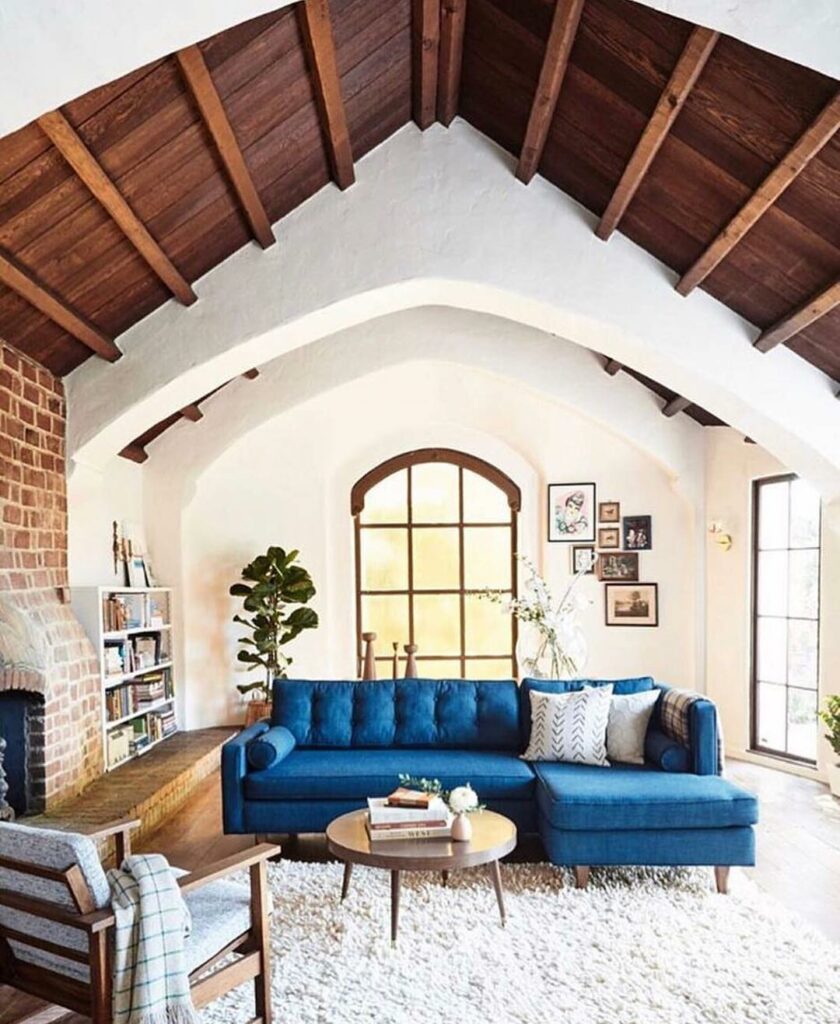 living room ideas with blue sofa
