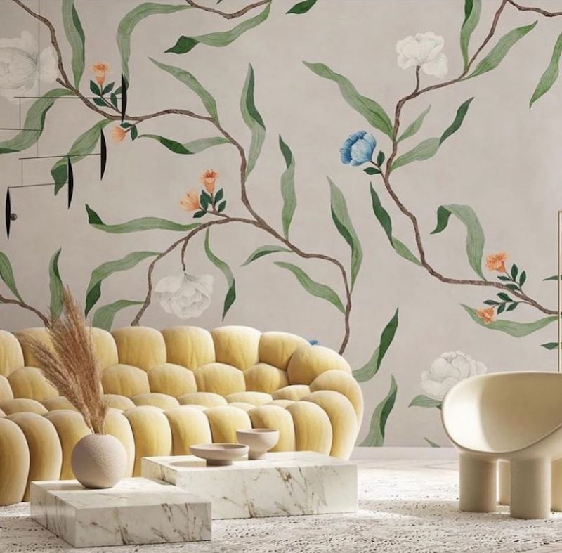 modern yellow sofa living room