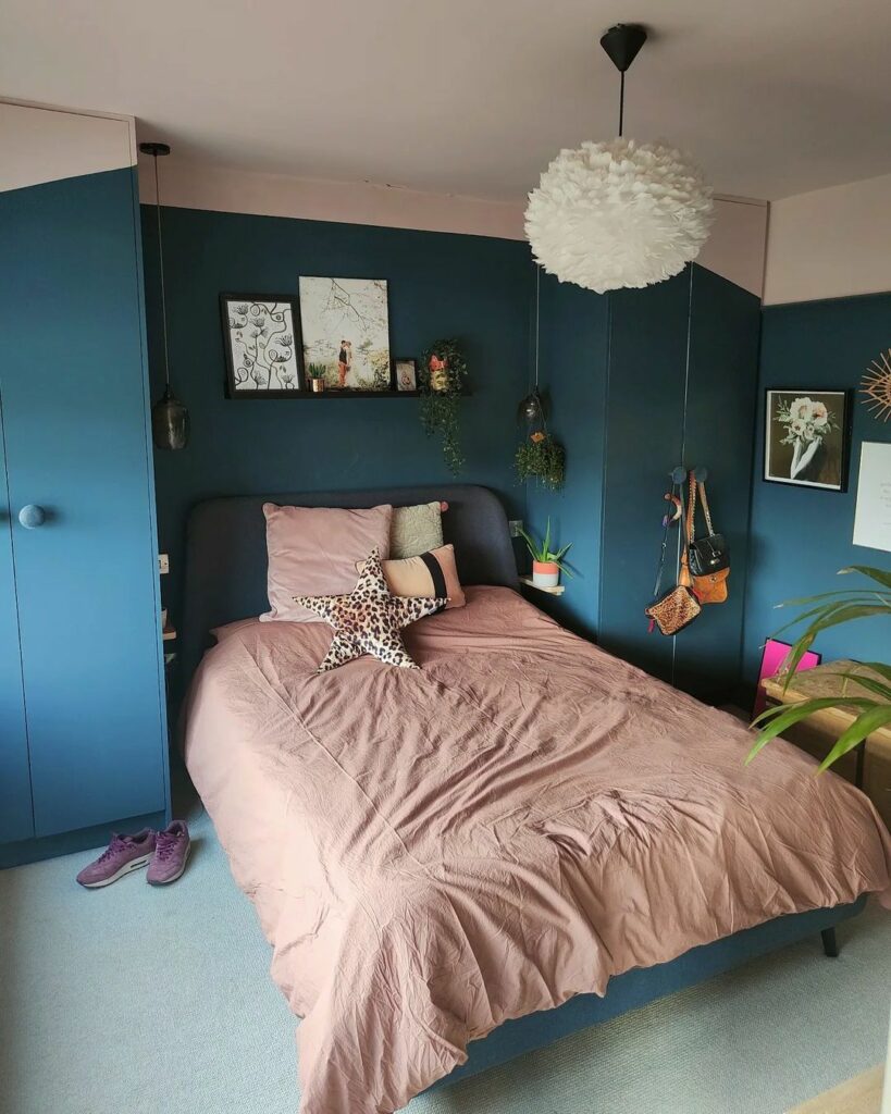 navy blue and pink bedroom ideas for adults