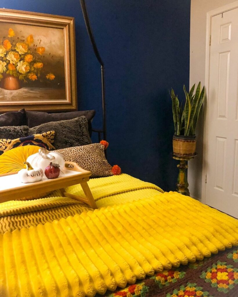 navy blue and yellow bedroom ideas