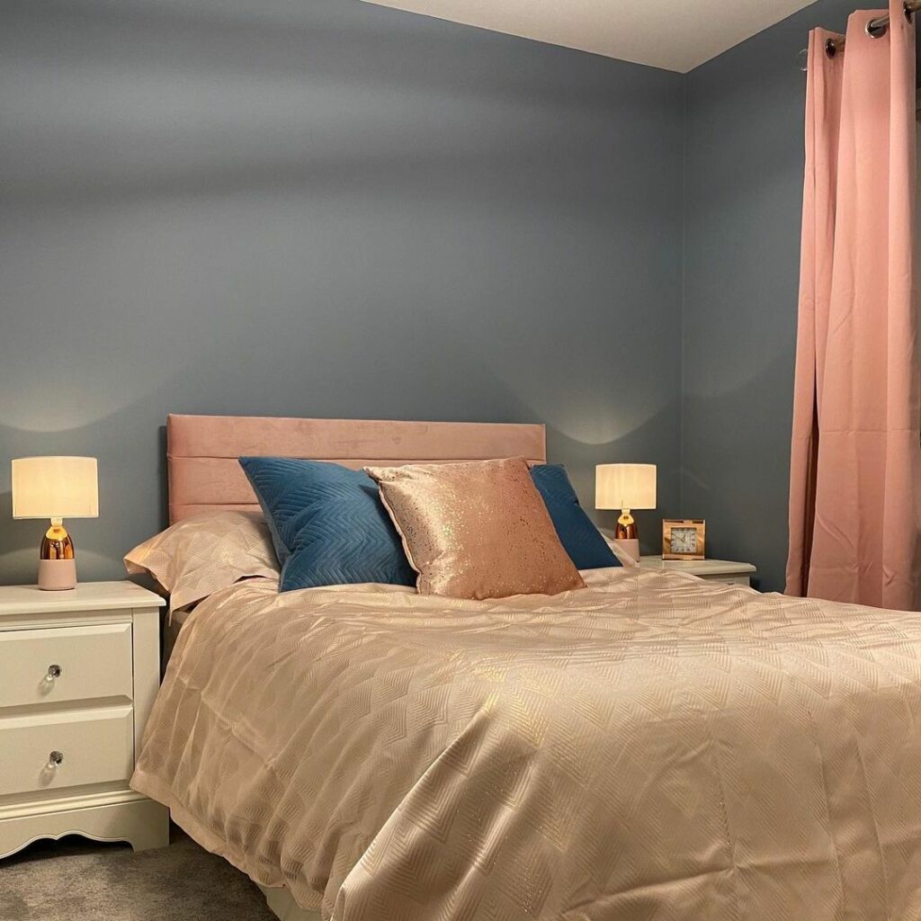 navy blue pink and grey bedroom ideas