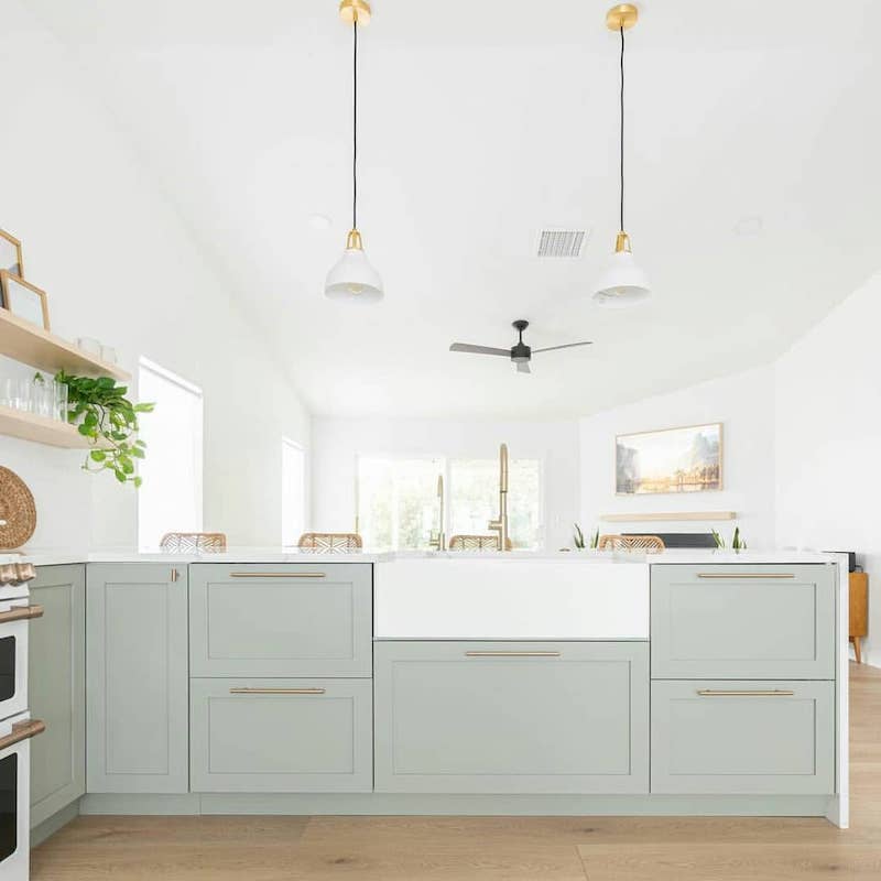 pictures of kitchen ideas with green and brown and white colors