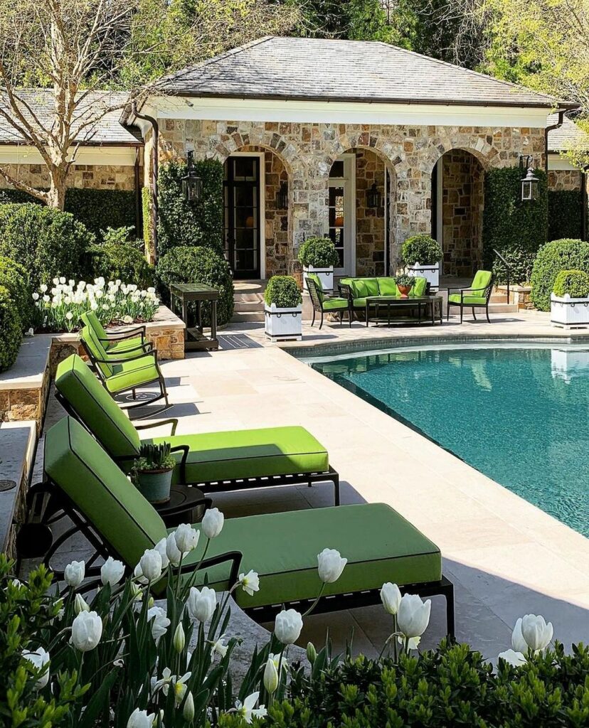 planters by pool