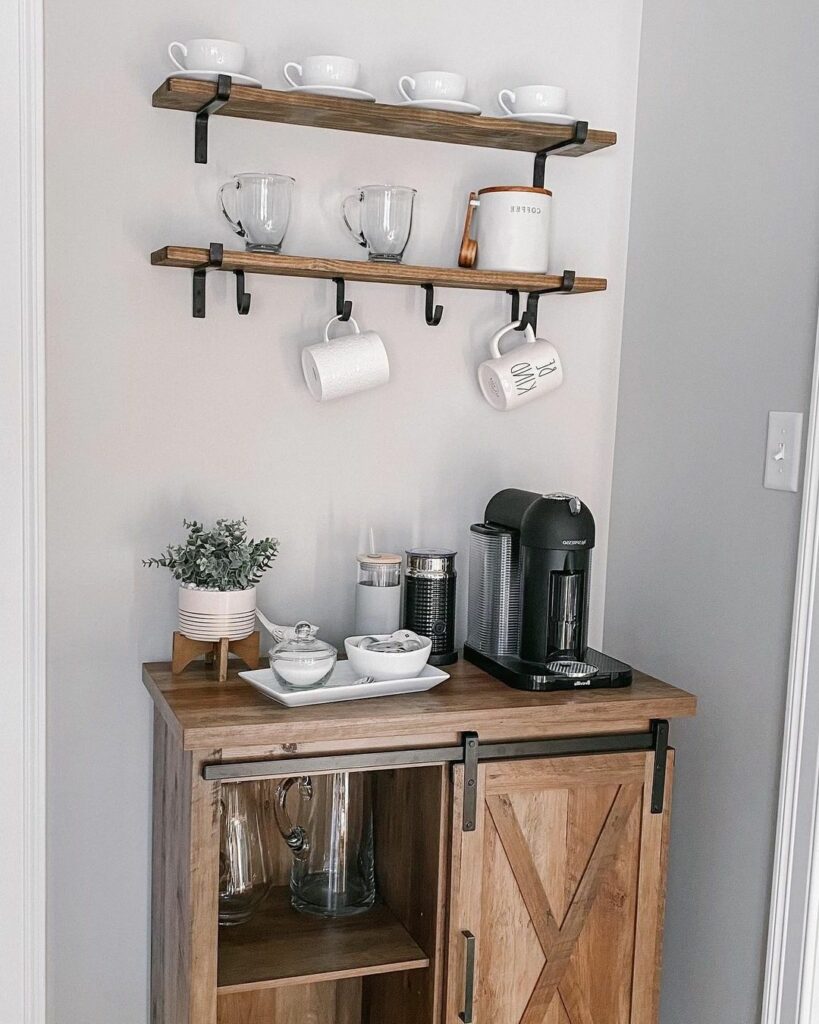 shelf with hooks for mugs