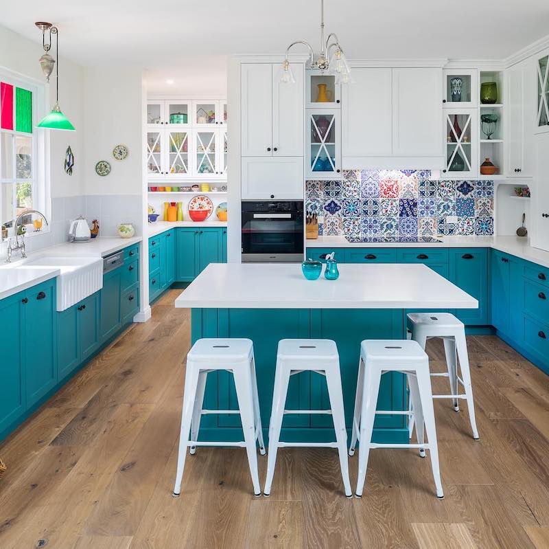 white and green kitchen designs