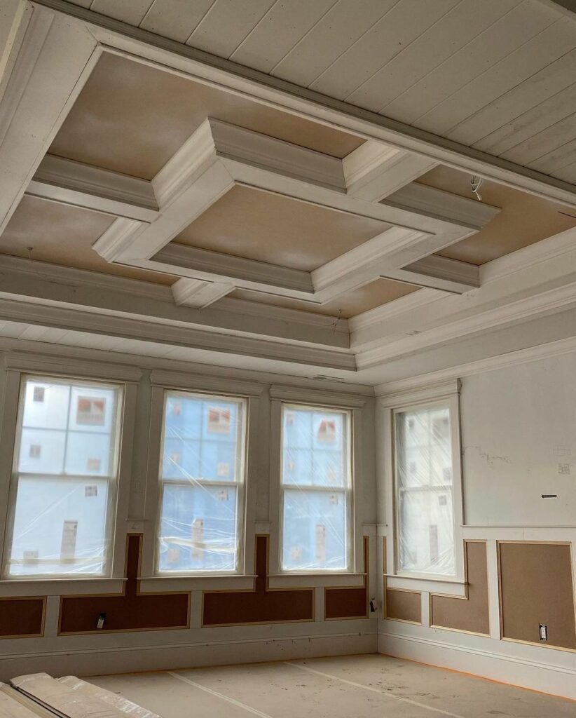 white coffered ceiling