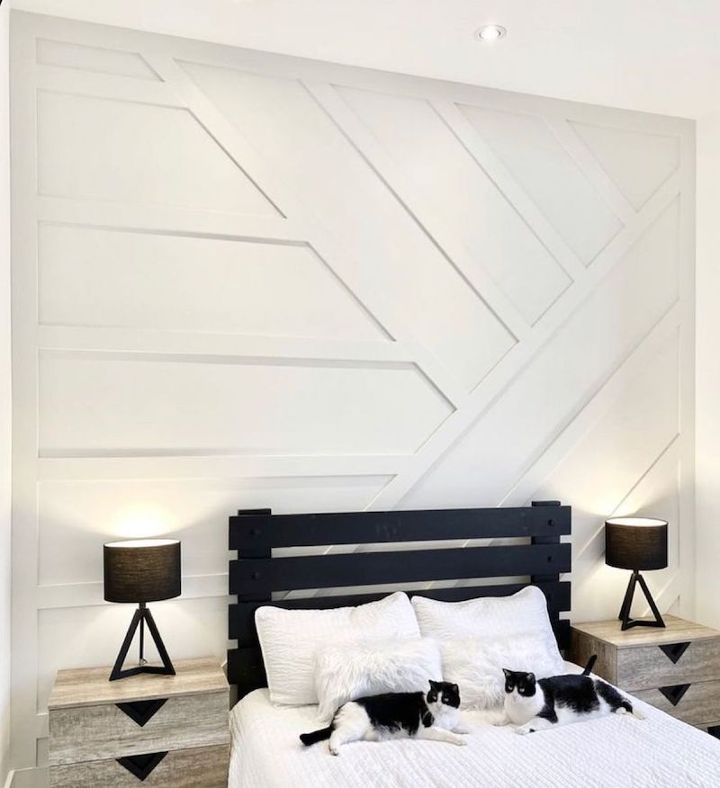 wood accent wall in bedroom