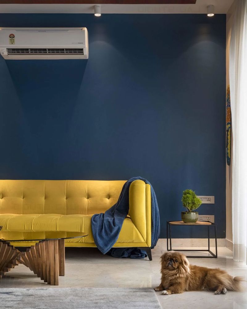 yellow and grey sofa living room