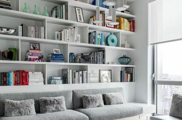 Built in bookshelves