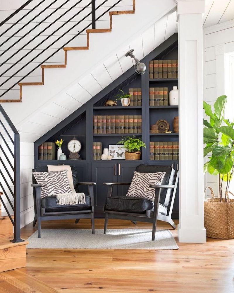 Under stairs bookshelf