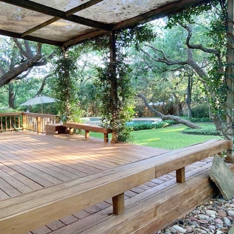 backyard deck ideas with pool